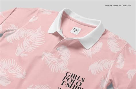 Camisa pólo de manga comprida para maquete de meninas PSD Premium