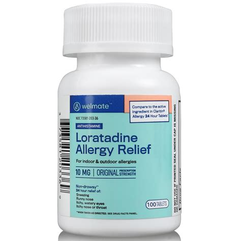 WELMATE Antihistamine Allergy Relief Loratadine 10mg 24 Hour Relief