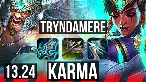 Tryndamere Vs Karma Top 41m Mastery 1200 Games Legendary Kr