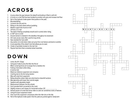 Kelsey’s Mountainbiking Crossword Puzzle – Paul Component Engineering