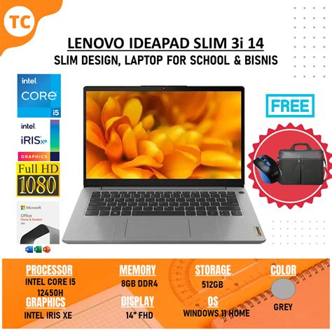 Jual Laptop Murah Lenovo Ideapad Slim 3 14 Intel I5 12450H RAM 8GB