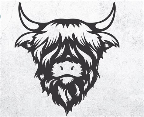 Highland Cow Head Svg Cow Head Cut Files For Silhouette Cricut