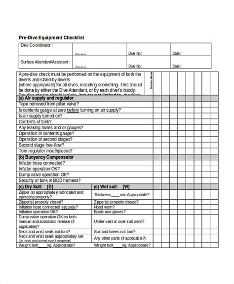 Daily Equipment Inspection Checklist Template Excel Printable Word Searches