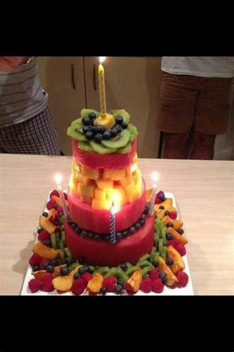 Fresh Fruit Cake Fruit Birthday Cake Healthy Birthday Cakes Healthy