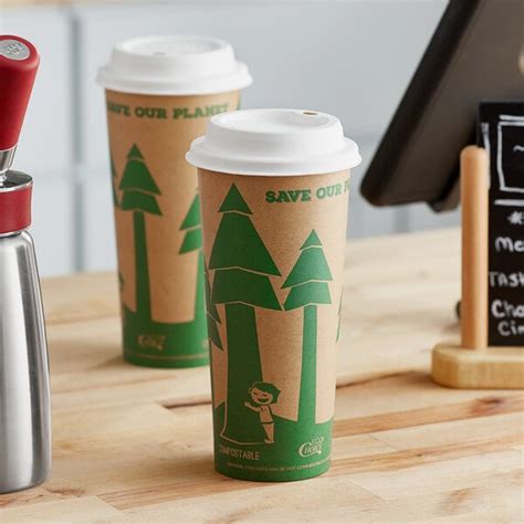 EcoChoice Oz Kraft Tree Print Hot Cup And Sugarcane Lid Pack