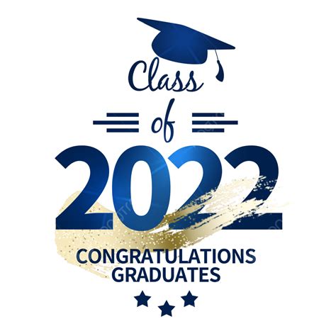 Blue Gold Brush PNG Transparent 2022 Graduation Season Art Word Blue