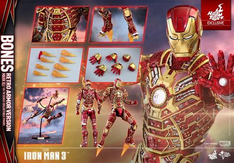 Hot Toys Mms Iron Man Th Scale Bones Mark Xli Retro Armor Version Figures