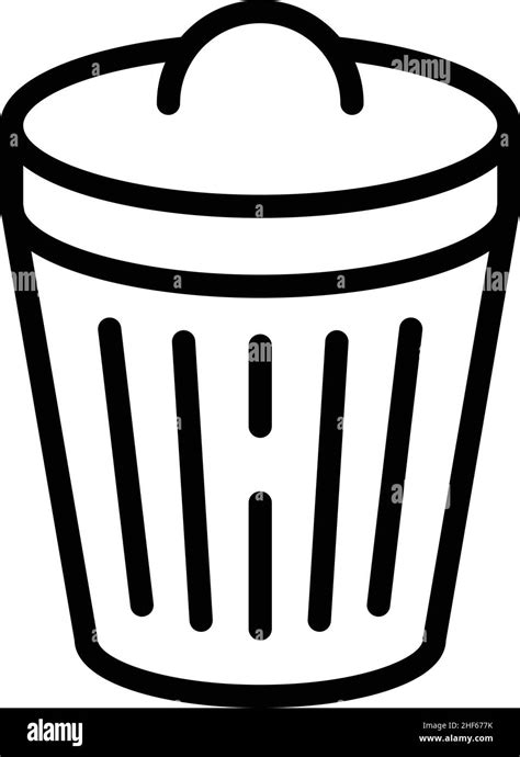 Metal Garbage Bin Icon Outline Vector Trash Bag Rubbish Plastic Stock