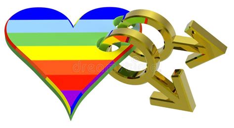 Gold Gay Sex Symbol Linked With Rainbow Heart Stock Illustration Illustration Of Gold