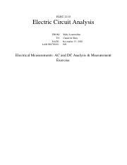 Lab Report Pdf Elec Electric Circuit Analysis From To Date