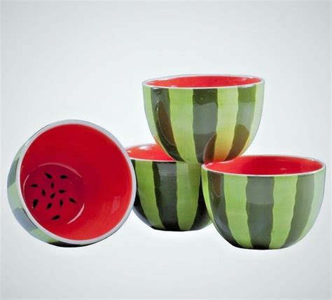 Ceramic Watermelon Fruit Bowls Individual Serving Set Of 4 EBay