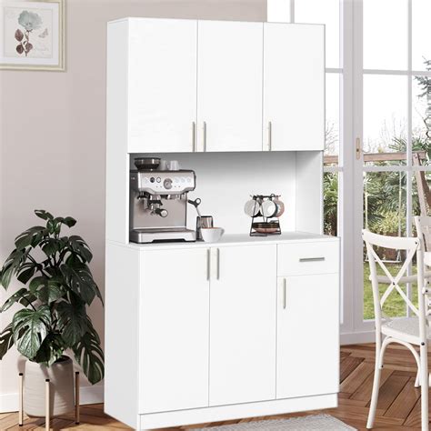 Buy 71 Kitchen Pantry Storage Cabinet With Microwave Stand White