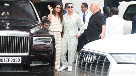 Priyanka Chopra Nick Jonas Arrive In Mumbai For Anant Ambani Radhika