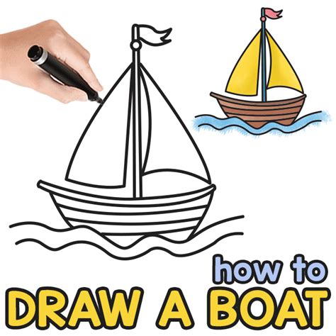 How To Draw A Boat Step By Step Drawing Tutorial Easy Peasy And Fun