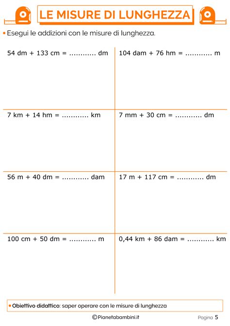 Tabella Ed Esercizi Sulle Misure Di Lunghezza PianetaBambini It