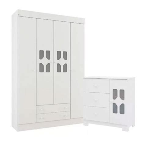 Guarda Roupa Cristal Portas E C Moda Infantil New Cristal Branco