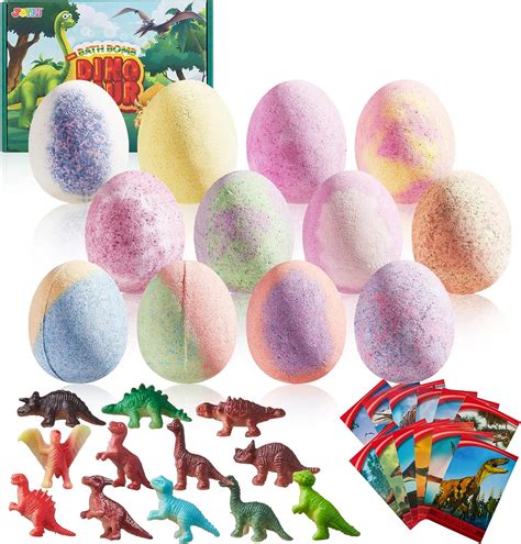 12 Pack Dinosaur Toy Bath Bombs For Kids Natural Essential Oil Bath