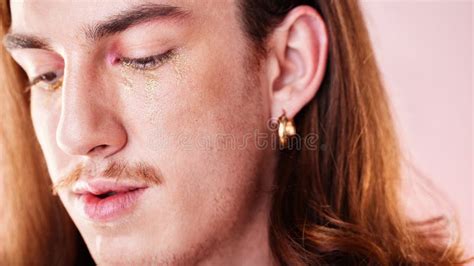 Lgbtq Makeup And Gay Man In A Studio With A Cyberpunk Androgynous And Natural Aesthetic
