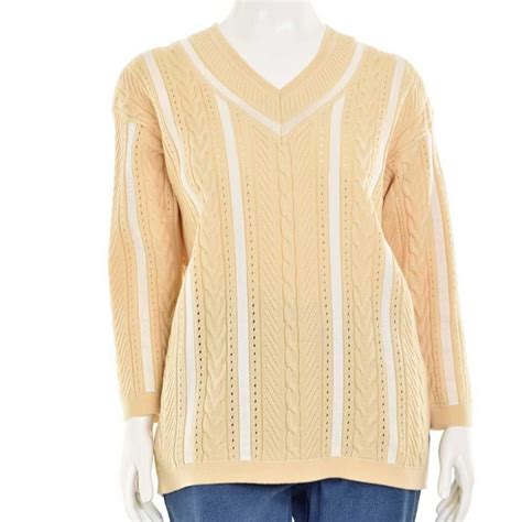 Vintage Escada Margaretha Ley Vanilla Cable Knit V Ne Gem