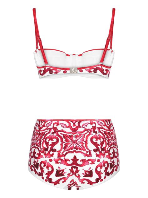 Dolce Gabbana Maiolica Print Bikini Set Red FARFETCH