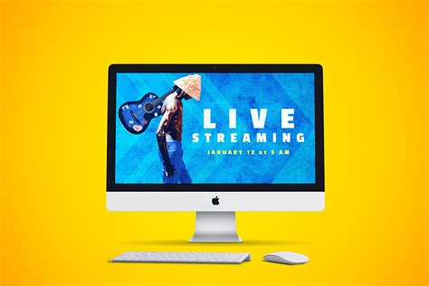 Live Streaming Wallpaper Design in iMac Mockup on Yellow Background ...