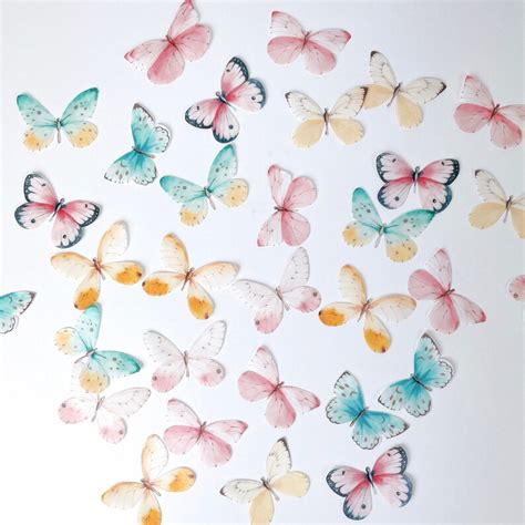 Edible Pre Cut Wafer Butterfly Watercolor Pastel Etsy