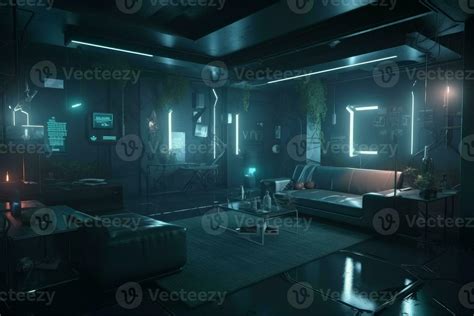 Room cyberpunk light. Generate Ai 24136966 Stock Photo at Vecteezy