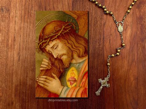 PRINTABLE Holy Card Lent Prayer Card Sacred Heart of Jesus Crucifixion ...