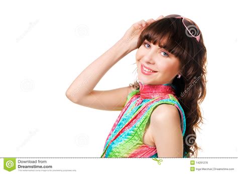 Retrato De Un Brunette Bastante Feliz Foto De Archivo Imagen De Muchacha Brillante 14291276