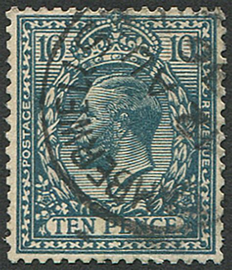 10d SG 428 4 DEEP DULL GREENISH BLUE VFU Camb Embassy Philatelists