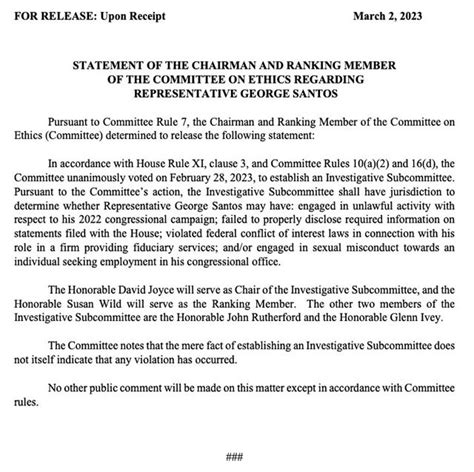 House Ethics Committee Announces George Santos Investigation