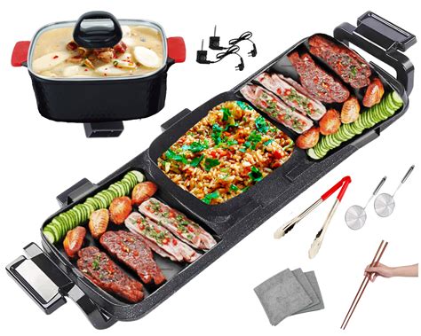Soup N Grill V Hotpot Grill Combo Indoor Korean BBQ Shabu Shabu Electric Hot Pot With Divider