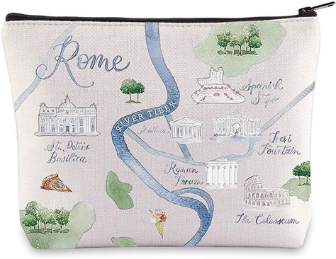 Amazon WZMPA Rome City Map Cosmetic Bag Italy Travel Souvenir Gift