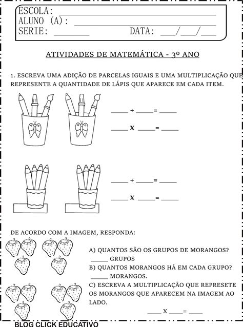 Multiplicação Probleminhas Problemas De Multiplicação 3 Ano