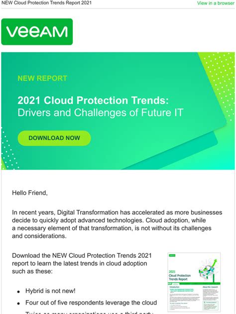 Veeam Performance Marketing Program New Cloud Protection Trends Report