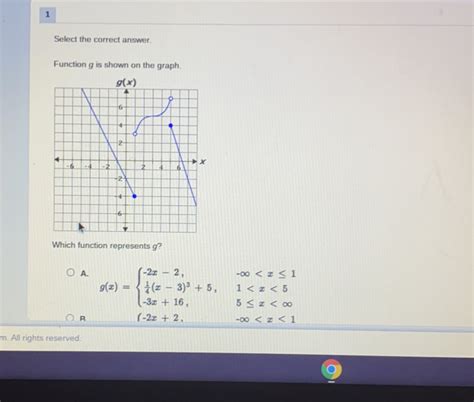 1 Select The Correct Answer Function G Is Shown On The Graph Which