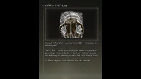 Elden Ring Troll S Roar Ash Of War Location YouTube