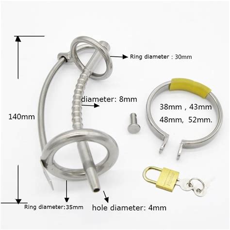 3 Ring Stainless Steel Male Chastity Device Belt With Catheter Cock