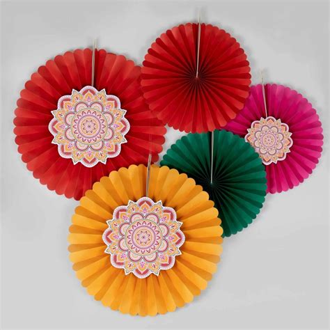 Diwali Paper Fan Hanging Decorations | Express Party Supplies