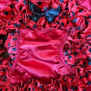 Red Satin Bikini Pantys With Polkadot Ruffled Waist And Legs Made To Order Medium To Extra