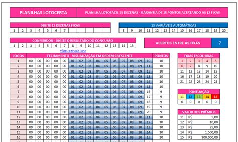 Planilha Lotof Cil Dezenas Fixas Jogos Lotocerta