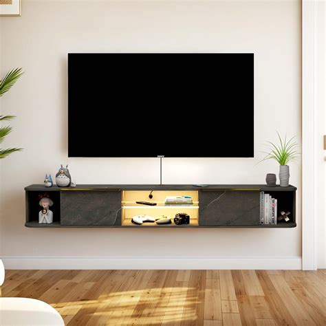 Pmnianhua Floating Tv Stand With Led Lights Floating Tv Shelf With