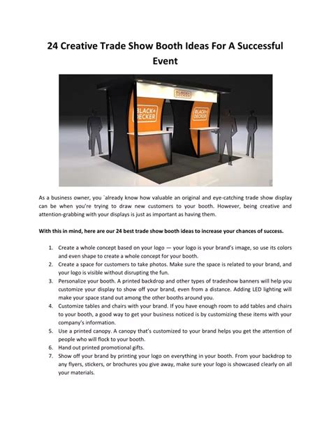 Ppt 24 Creative Trade Show Booth Ideas For A Successful Event