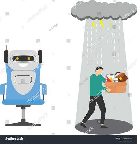 Ai Replaces Human Work Career Crisis Stock Vector (Royalty Free