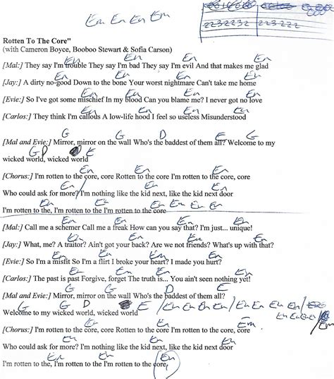 Rotten To The Core Descendants Guitar Chord Chart With Lyrics