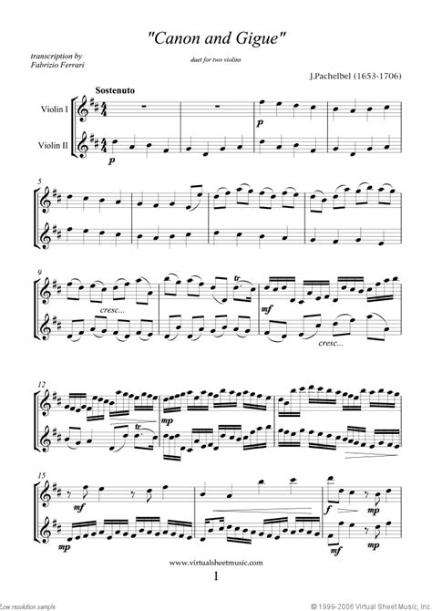 Pachelbel Canon In D Sheet Music For Two Violins [pdf]