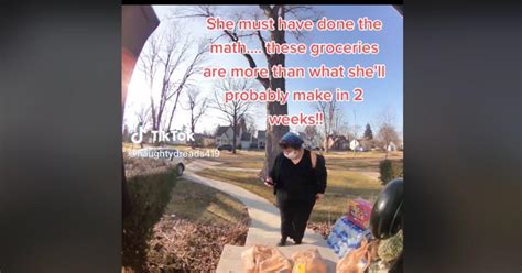 Instacart Worker Takes the Groceries After Making a Delivery