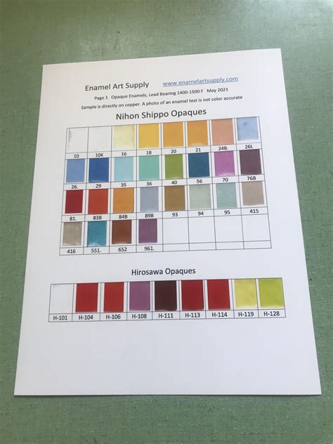 Opaques color chart — Enamel Art Supply