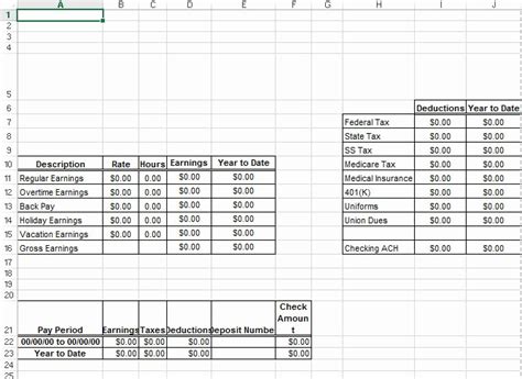 44 Check Stub Template For Excel