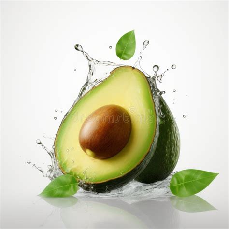 Avocado Vector Illustration With Water Splash Organic And Realistic